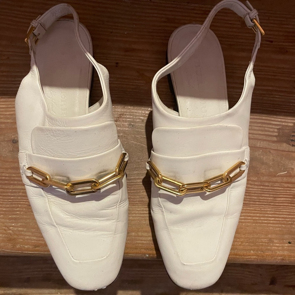 Burberry leather slingback loafers